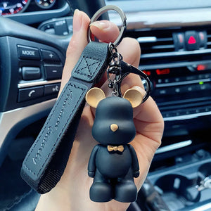 Resin Tie The Bear Keychain Charm Pendant for Women Bag Car KeyRing
