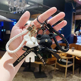 Resin Keychain Charm Tie The Bear Pendant For Women Bag Car KeyRing