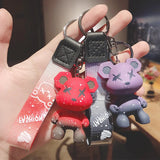 Resin Keychain Charm Tie The Bear Pendant For Women Bag Car KeyRing