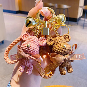 Resin Wool Bear Keychain Animal Keyring Men and Women Couple Bag Pend