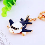 3D Airplane Keychain Crystal Rhinestone Aircraft Plane Key Ring Holder Pendant