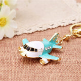 3D Airplane Keychain Crystal Rhinestone Aircraft Plane Key Ring Holder Pendant