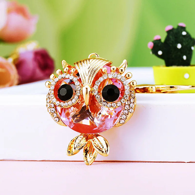 Rhinestone Owl Keychain Crystal Bird Key Chain Ring Holder Pendant Accessory