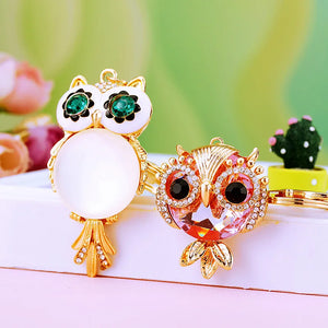 Rhinestone Owl Keychain Crystal Bird Key Chain Ring Holder Pendant Accessory
