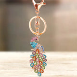 Feather Peacock Bird Keychain- Colorful Rhinestone Crystal
