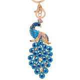 Feather Peacock Bird Keychain- Colorful Rhinestone Crystal