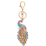 Feather Peacock Bird Keychain- Colorful Rhinestone Crystal