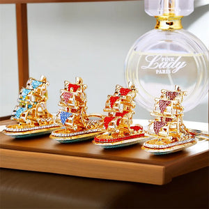 Sailing Boat Keychain Rhinestone Crystal Key Ring Holder