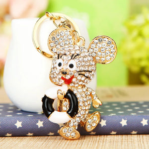 Crystal Swimming Ring Mouse Keychain Rat Key Chain