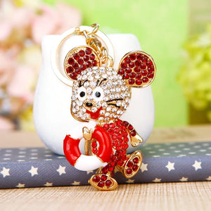 Crystal Swimming Ring Mouse Keychain Rat Key Chain