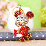 Crystal Swimming Ring Mouse Keychain Rat Key Chain