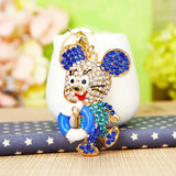 Crystal Swimming Ring Mouse Keychain Rat Key Chain