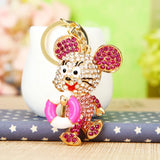Crystal Swimming Ring Mouse Keychain Rat Key Chain