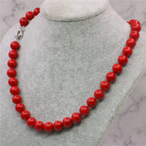 Romantic Red Coral Beads Necklace Choker 18inch Y780