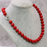 Romantic Red Coral Beads Necklace Choker 18inch Y780