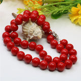 Romantic Red Coral Beads Necklace Choker 18inch Y780