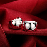 Romantic Hoop Earrings For Women 925 Silver Fine Jewelry Smooth Egg Shape