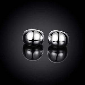 Romantic Hoop Earrings For Women 925 Silver Fine Jewelry Smooth Egg Shape