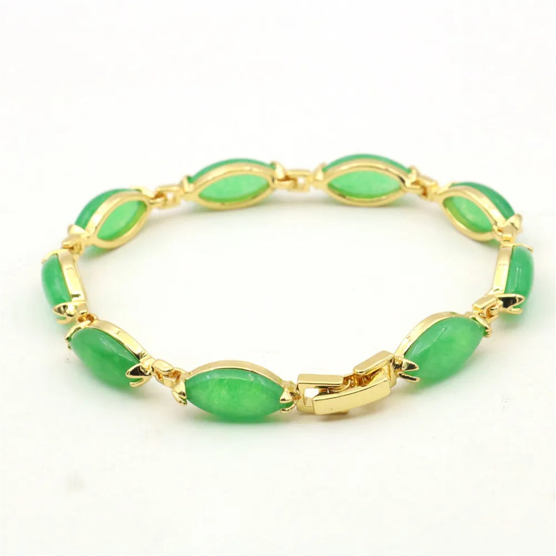 Green Jades Chalcedony Beaded Bracelet Bangle Women Jewelry Y1095