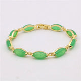 Green Jades Chalcedony Beaded Bracelet Bangle Women Jewelry Y1095