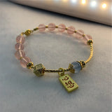 Romantic Natural Tourmaline Round Beads Bracelet 8mm Pink Jewelry