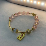 Romantic Natural Tourmaline Round Beads Bracelet 8mm Pink Jewelry