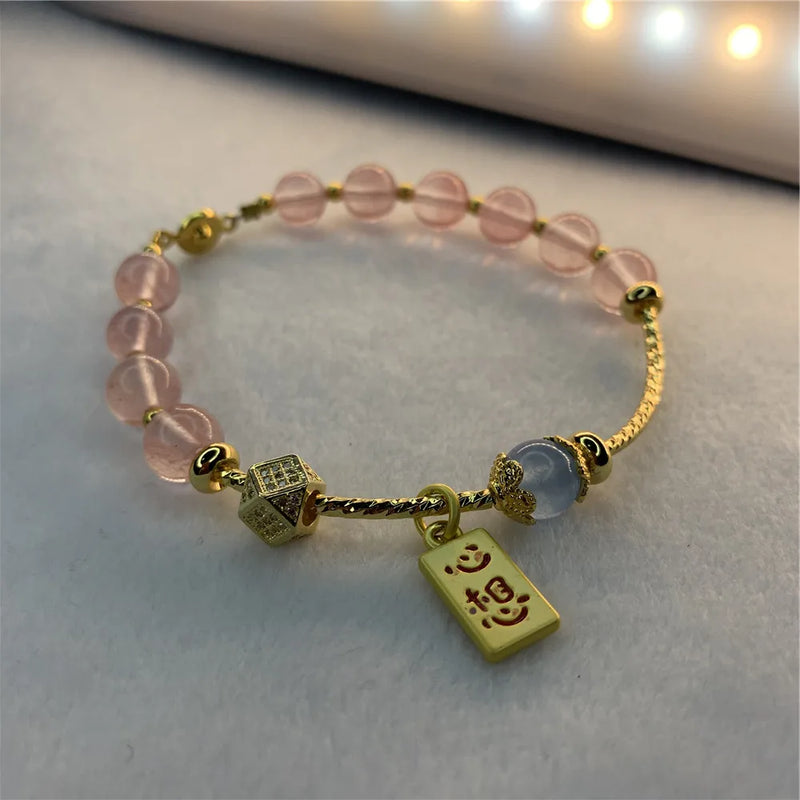Romantic Natural Tourmaline Round Beads Bracelet 8mm Pink Jewelry