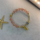 Romantic Natural Tourmaline Round Beads Bracelet 8mm Pink Jewelry