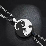Romantic Double Hug Cat Pendant Necklace For Couple Men & Women