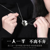 Romantic Double Hug Cat Pendant Necklace For Couple Men & Women