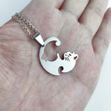 Romantic Double Hug Cat Pendant Necklace For Couple Men & Women