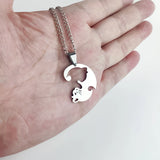 Romantic Double Hug Cat Pendant Necklace For Couple Men & Women