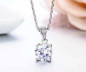 Round CZ Birthstones Birthday Stones 925 Sterling Silver Pendant Necklace