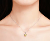 Round CZ Birthstones Birthday Stones 925 Sterling Silver Pendant Necklace