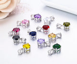 Round CZ Birthstones Birthday Stones 925 Sterling Silver Pendant Necklace