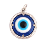 Coin Glass Evil Eye Charm Pendant, Colourful Necklace Components