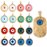 Coin Glass Evil Eye Charm Pendant, Colourful Necklace Components