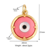 Coin Glass Evil Eye Charm Pendant, Colourful Necklace Components