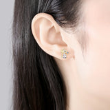 S925 Silver Mouse Zircon Stud Earrings for Women