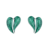 925 Silver Green Heart Stud Earrings for Women Party Spring Jewelry