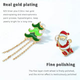 Christmas Tree & Santa Claus Enamel Silver Earrings