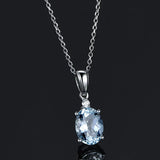 Sea Crystal Aquamarine Diamonds Pendant Necklace 18k Silver Choker