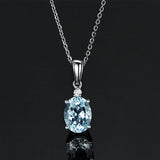 Sea Crystal Aquamarine Diamonds Pendant Necklace 18k Silver Choker