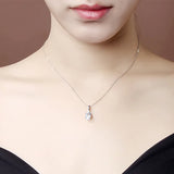 Sea Crystal Aquamarine Diamonds Pendant Necklace 18k Silver Choker