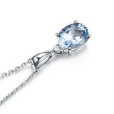 Sea Crystal Aquamarine Diamonds Pendant Necklace 18k Silver Choker