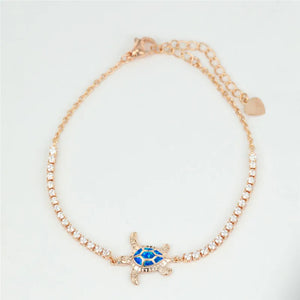 Sea Turtle Opal Stone Animal Bracelet Vintage Silver Chain Women Jewelry