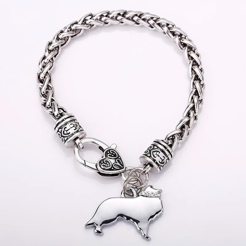 Shetland Shepherd Dog Charm Bracelet Silver Plated Jewelry