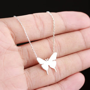 Silver Butterfly Necklace 925 Sterling Silver Choker Animal Pendant Women NK015