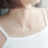 Silver Butterfly Necklace 925 Sterling Silver Choker Animal Pendant Women NK015