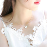 Silver Butterfly Necklace 925 Sterling Silver Choker Animal Pendant Women NK015